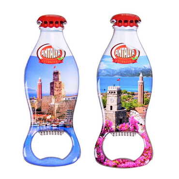 Antalya Themed Coke Bottle Shaped Metal Magnetic Bottle Opener 120x41 mm - 3