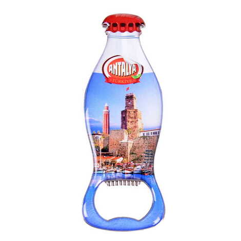 Antalya Themed Coke Bottle Shaped Metal Magnetic Bottle Opener 120x41 mm - 4