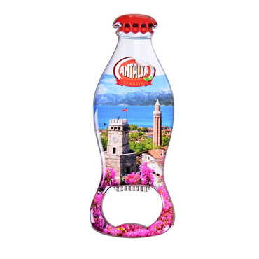 Antalya Themed Coke Bottle Shaped Metal Magnetic Bottle Opener 120x41 mm - 5