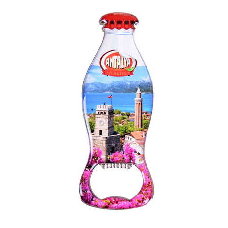 Antalya Themed Coke Bottle Shaped Metal Magnetic Bottle Opener 120x41 mm - 5