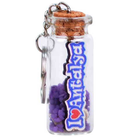 Antalya Themed Collectible Glass Bottle Shape Keychain - 3