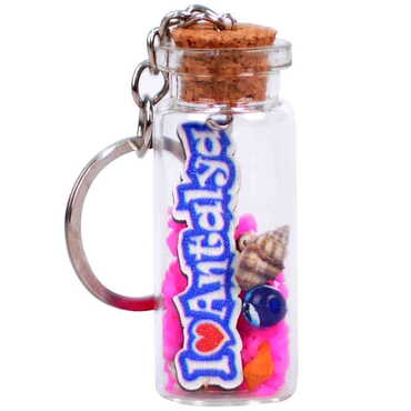 Antalya Themed Collectible Glass Bottle Shape Keychain - 5