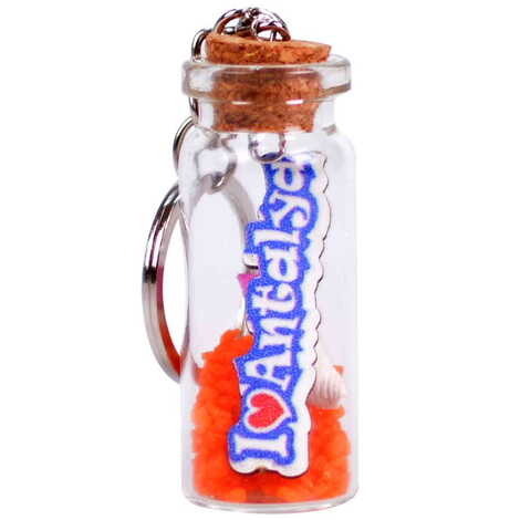 Antalya Themed Collectible Glass Bottle Shape Keychain - 6