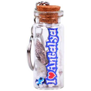 Antalya Themed Collectible Glass Bottle Shape Keychain - 8