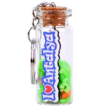 Antalya Themed Collectible Glass Bottle Shape Keychain - 9