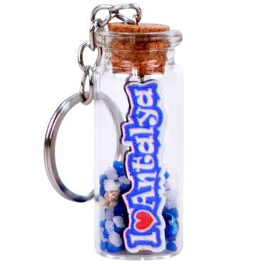 Antalya Themed Collectible Glass Bottle Shape Keychain - 11