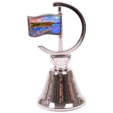 Antalya Themed Collectible Souvenir Double Face Metal Spinner Flag Bell 44x96 mm - 4