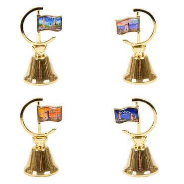 Antalya Themed Collectible Souvenir Double Face Metal Spinner Flag Bell - Golden Color - 2