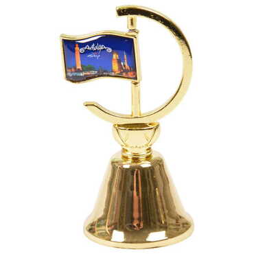 Antalya Themed Collectible Souvenir Double Face Metal Spinner Flag Bell - Golden Color - 5