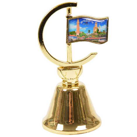 Antalya Themed Collectible Souvenir Double Face Metal Spinner Flag Bell - Golden Color - 6