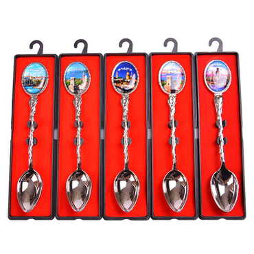 Antalya Themed Collectible Souvenir Metal Tea Spon With Giftbox 25x130 mm - 2