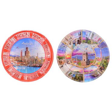 Antalya Themed Custom Printed Round Glass Ashtray - 3