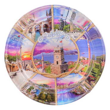 Antalya Themed Custom Printed Round Glass Ashtray - 4