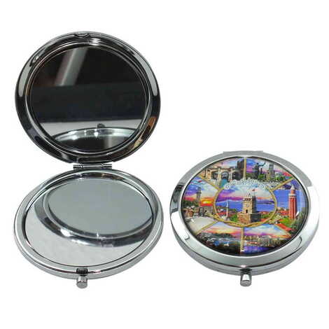 Antalya Themed Customised Metal Epoxy Travel Make Up Compact Mirror 70x11 mm - 3