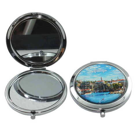 Antalya Themed Customised Metal Epoxy Travel Make Up Compact Mirror 70x11 mm - 5