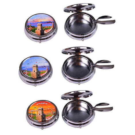 Antalya Themed Customised Metal Epoxy Travel Pocket Ashtray 50x15 mm - 2