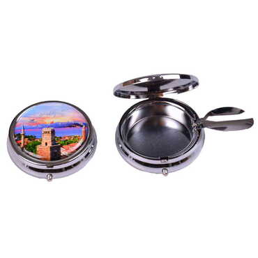 Antalya Themed Customised Metal Epoxy Travel Pocket Ashtray 50x15 mm - 4