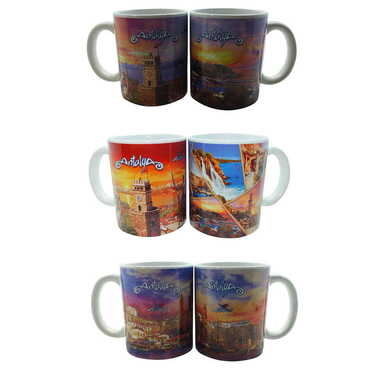 Antalya Themed Customised Porcelain Souvenir Travel Mug 80x95 mm - 2