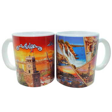 Antalya Themed Customised Porcelain Souvenir Travel Mug 80x95 mm - 3