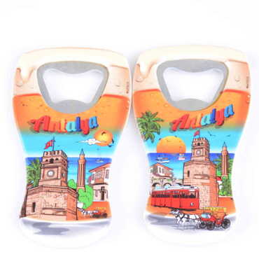 Antalya Themed Customised UV Printed Beer Glass Shape Plastic Base Bottle Opener 52x97 mm - 3