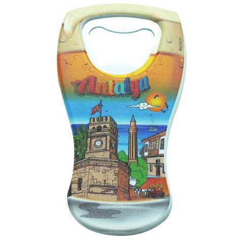 Antalya Themed Customised UV Printed Beer Glass Shape Plastic Base Bottle Opener 52x97 mm - 4