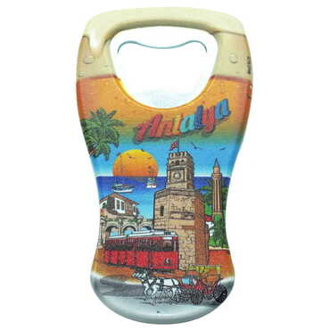 Antalya Themed Customised UV Printed Beer Glass Shape Plastic Base Bottle Opener 52x97 mm - 5