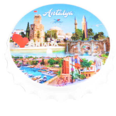 Antalya Themed Customised Uv Printed Bottle Cap Shaped Plastic Base Bottle Opener 63x15 mm - 3