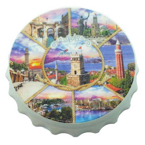 Antalya Themed Customised Uv Printed Bottle Cap Shaped Plastic Base Bottle Opener 63x15 mm - 5