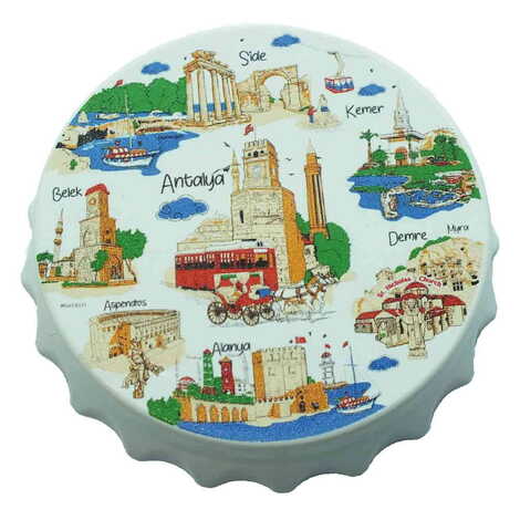 Antalya Themed Customised Uv Printed Bottle Cap Shaped Plastic Base Bottle Opener 63x15 mm - 7