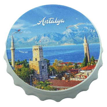 Antalya Themed Customised Uv Printed Bottle Cap Shaped Plastic Base Bottle Opener 63x15 mm - 10