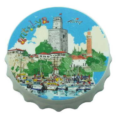 Antalya Themed Customised Uv Printed Bottle Cap Shaped Plastic Base Bottle Opener 63x15 mm - 11