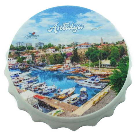 Antalya Themed Customised Uv Printed Bottle Cap Shaped Plastic Base Bottle Opener 63x15 mm - 12