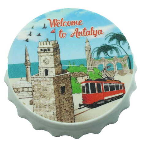 Antalya Themed Customised Uv Printed Bottle Cap Shaped Plastic Base Bottle Opener 63x15 mm - 13