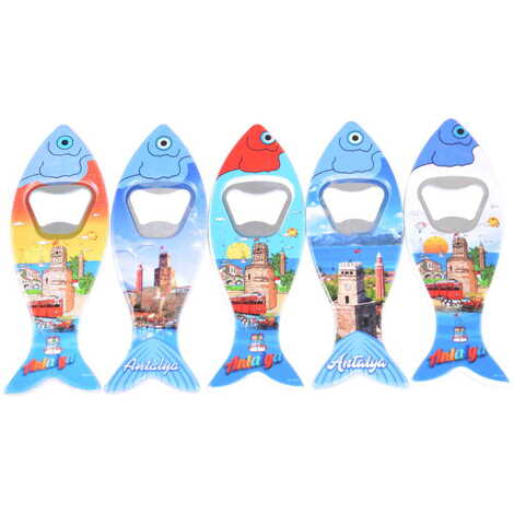 Antalya Themed Customised UV Printed Fish Shape Printed Plastic Base Bottle Opener 42x130 mm - 3