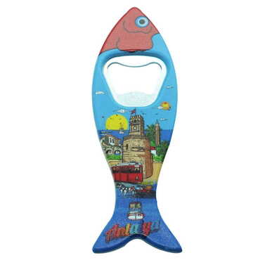 Antalya Themed Customised UV Printed Fish Shape Printed Plastic Base Bottle Opener 42x130 mm - 4