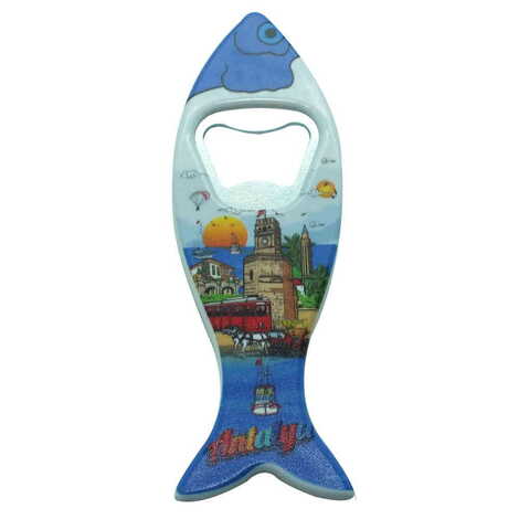 Antalya Themed Customised UV Printed Fish Shape Printed Plastic Base Bottle Opener 42x130 mm - 5