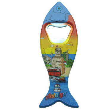 Antalya Themed Customised UV Printed Fish Shape Printed Plastic Base Bottle Opener 42x130 mm - 6