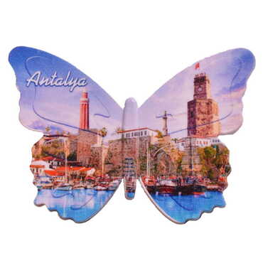 Antalya Themed Customised UV Printed Plastic Base Butterfly Shaped Fridge Magnet 80x58 mm - 4