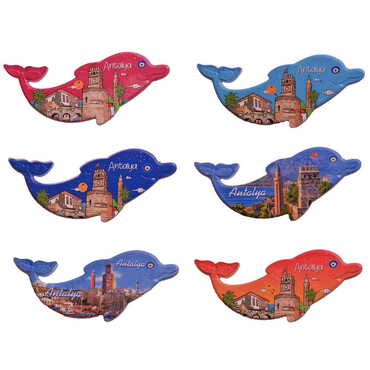 Antalya Themed Customised UV Printed Plastic Base Dolphin Shaped Fridge Magnet 110x50 mm - 3