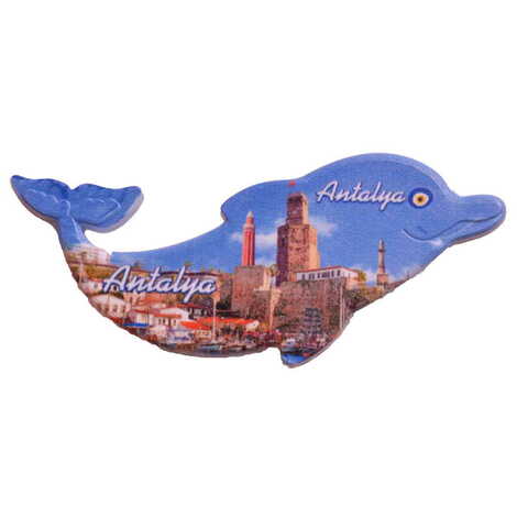 Antalya Themed Customised UV Printed Plastic Base Dolphin Shaped Fridge Magnet 110x50 mm - 4