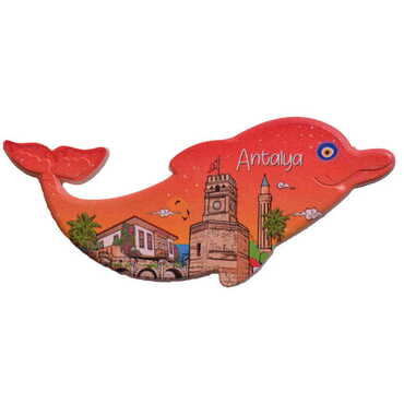 Antalya Themed Customised UV Printed Plastic Base Dolphin Shaped Fridge Magnet 110x50 mm - 5