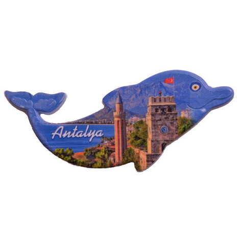 Antalya Themed Customised UV Printed Plastic Base Dolphin Shaped Fridge Magnet 110x50 mm - 6