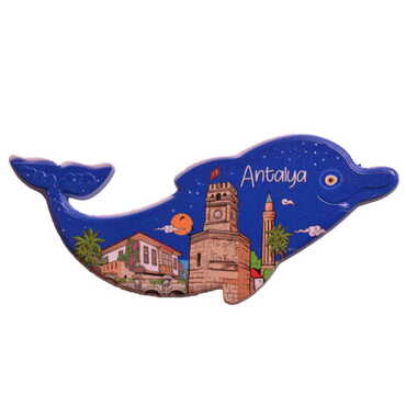 Antalya Themed Customised UV Printed Plastic Base Dolphin Shaped Fridge Magnet 110x50 mm - 7