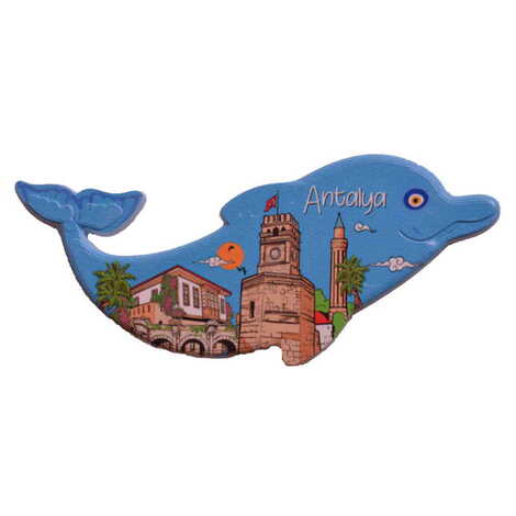 Antalya Themed Customised UV Printed Plastic Base Dolphin Shaped Fridge Magnet 110x50 mm - 8