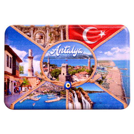 Antalya Themed Customised UV Printed Plastic Base Rectangle Fridge Magnet 80x50 mm - 16