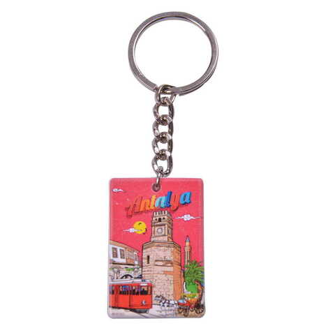 Antalya Themed Customised UV Printed Plastic Base Rectangle Keyring 31x106 mm - 3