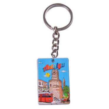 Antalya Themed Customised UV Printed Plastic Base Rectangle Keyring 31x106 mm - 5