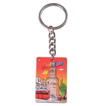 Antalya Themed Customised UV Printed Plastic Base Rectangle Keyring 31x106 mm - 6