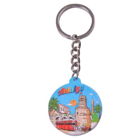 Antalya Themed Customised UV Printed Plastic Base Square Keyring 38x100 mm - 4