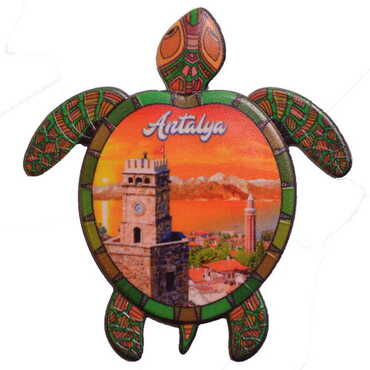 Antalya Themed Customised UV Printed Plastic Base Turtle Shaped Fridge Magnet 80x74 mm - 5